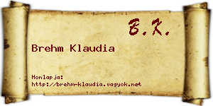 Brehm Klaudia névjegykártya
